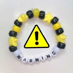 'Warning' Handmade Beaded Bracelet